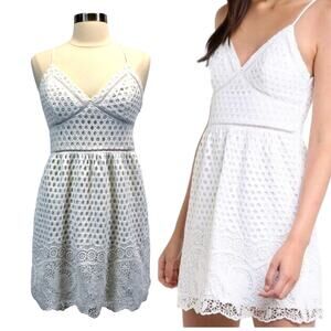 Abercrombie & Fitch Womens S Crochet Mini Dress Sleeveless White Boho Whimsy‎